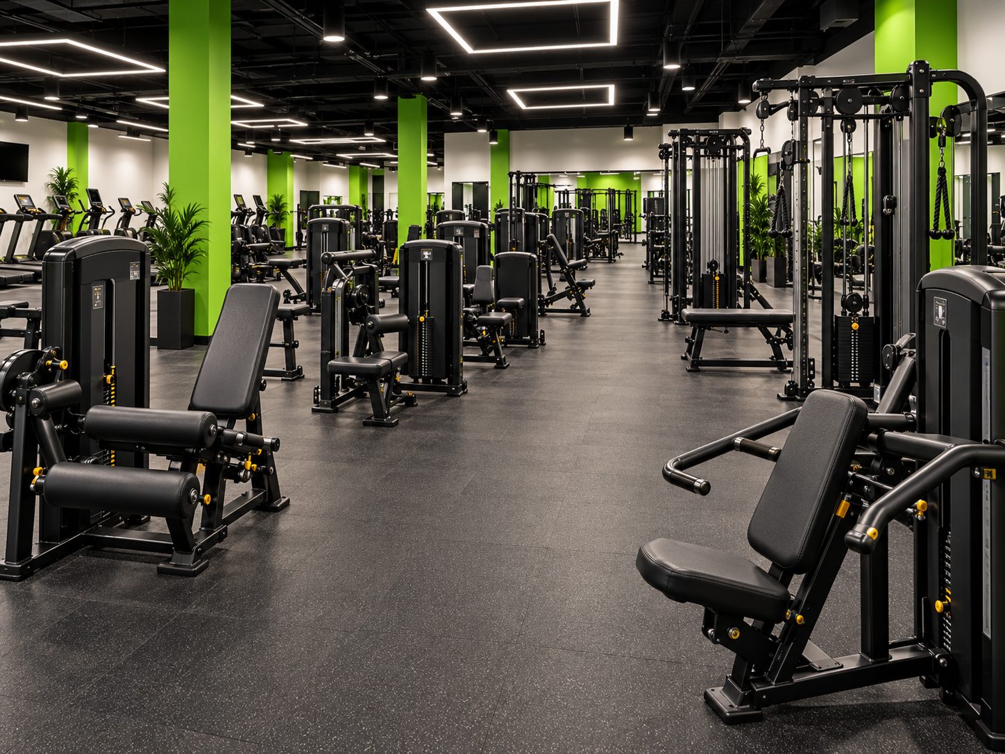 Zona de máquinas de peso guiado del gimnasio fit+ Montbui